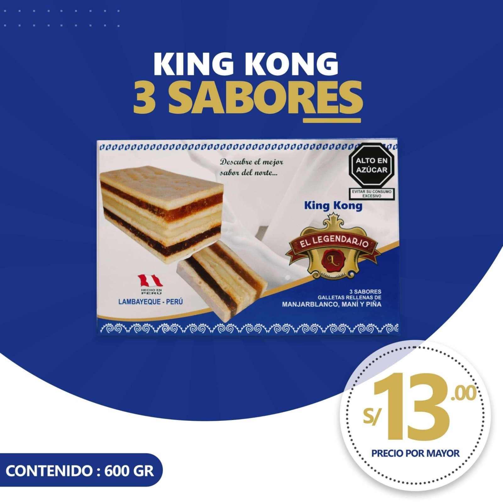 King kong 3 sabores El Legendario 600 g