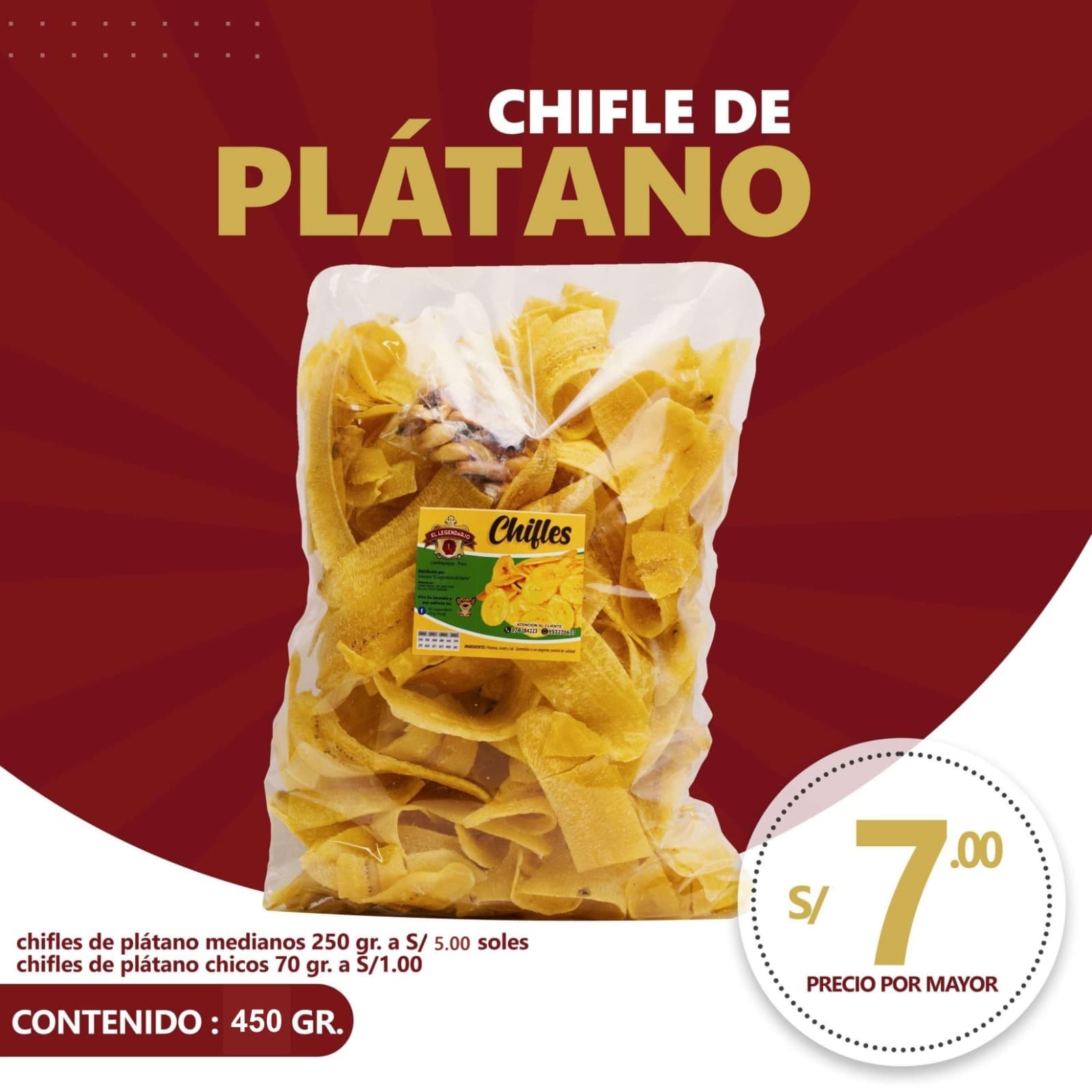 Chifles de plátano piurano 450 g